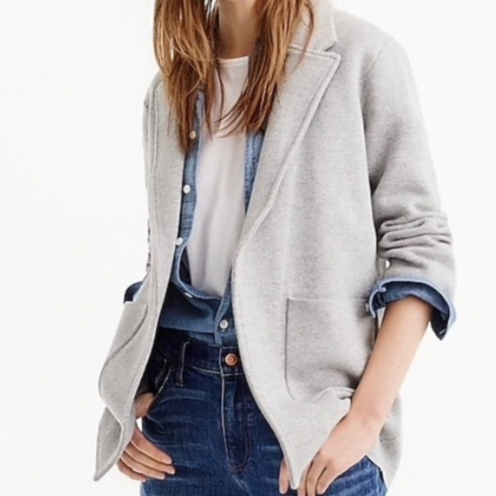 J. Crew Women's Sophie Open Front Sweater Blazer Gray Size XS Wool Blend Preppy